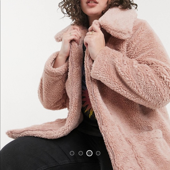 NWOT ASOS Threadbare teddy coat in light pink - Picture 4 of 4